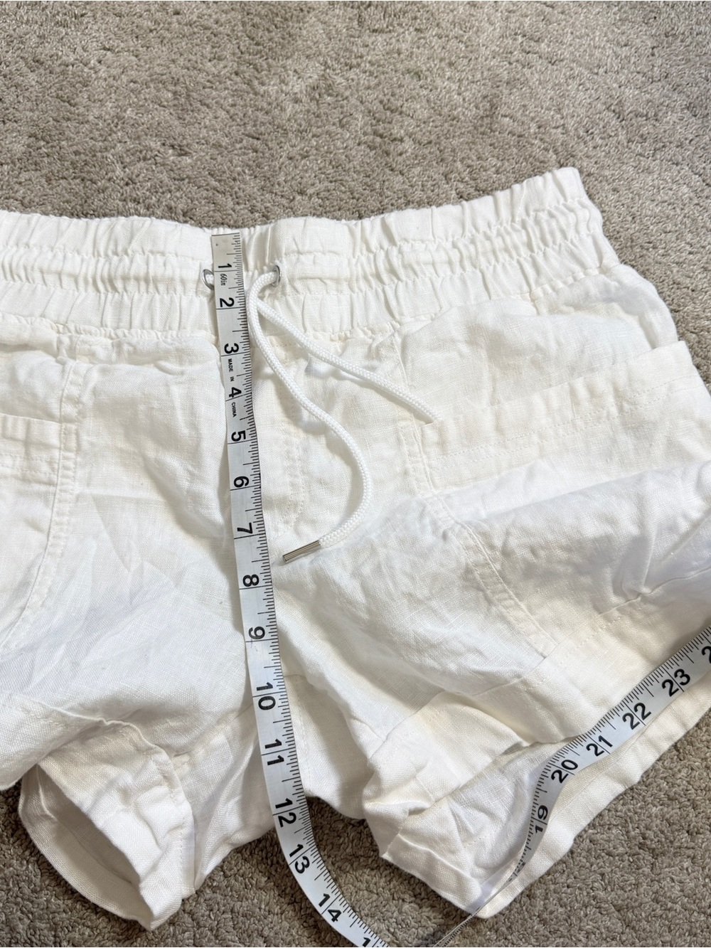 Athleta White Drawstring Linen-Blend Women’s Shorts - Picture 9 of 12